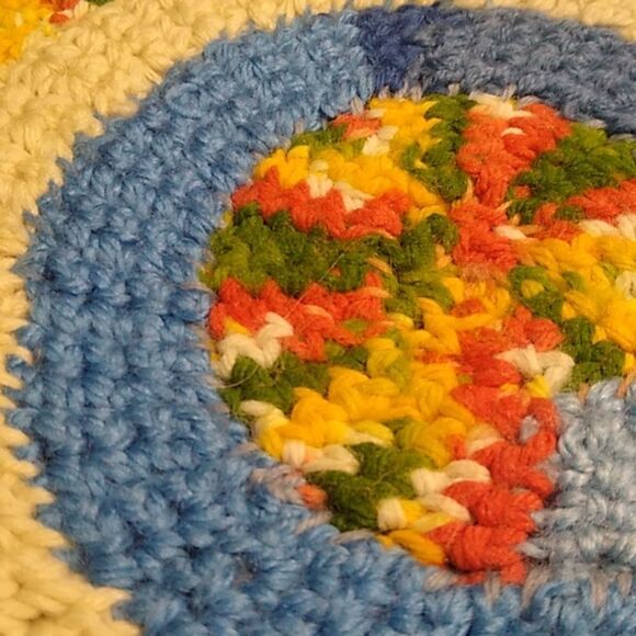 Hand Crocheted & Stitched Round Table, Counter, Chair/Rocker Seat Cushion Or Rug - Picture 5 of 7